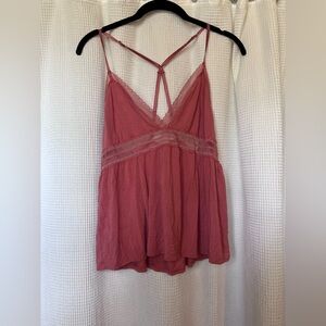 Victoria Secret Rose Pink Lace-Trim Cami Tank Top